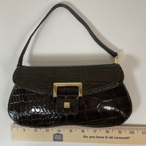 LIZ CLAIBORNE Brown Faux Skin Y2K‎ Convertible Micro Purse/Wristlet New